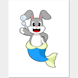 Rabbit Mermaid Posters and Art